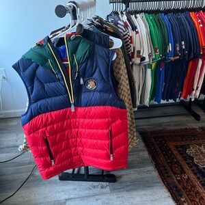 Ralph Lauren Men's Red, Blue, and Green Puffer Vest